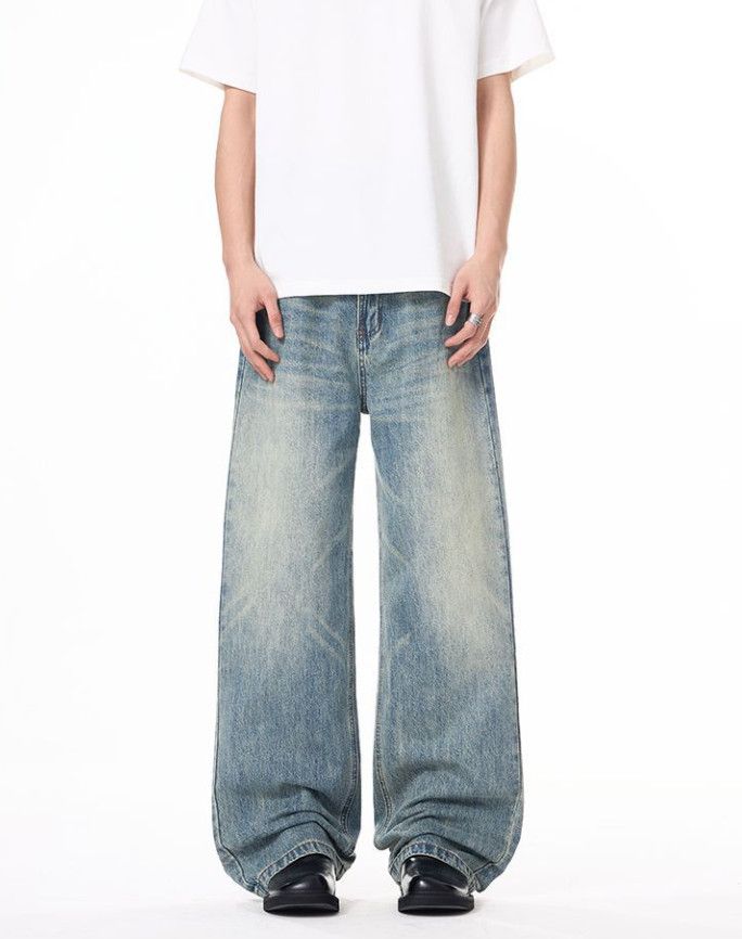 Japanese Brand American street whiskered baggy wide-leg jeans for men Size US 32 / EU 48 - 1 Thumbnail