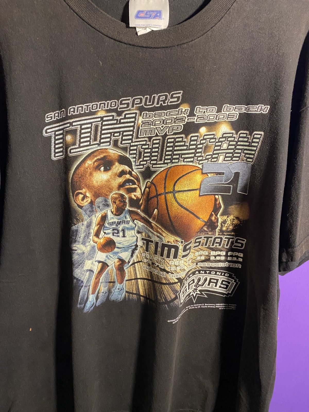 NBA Vintage 2003 NBA spurs Tim Duncan MVP t-shirt Size US XL / EU 56 / 4 - 3 Thumbnail