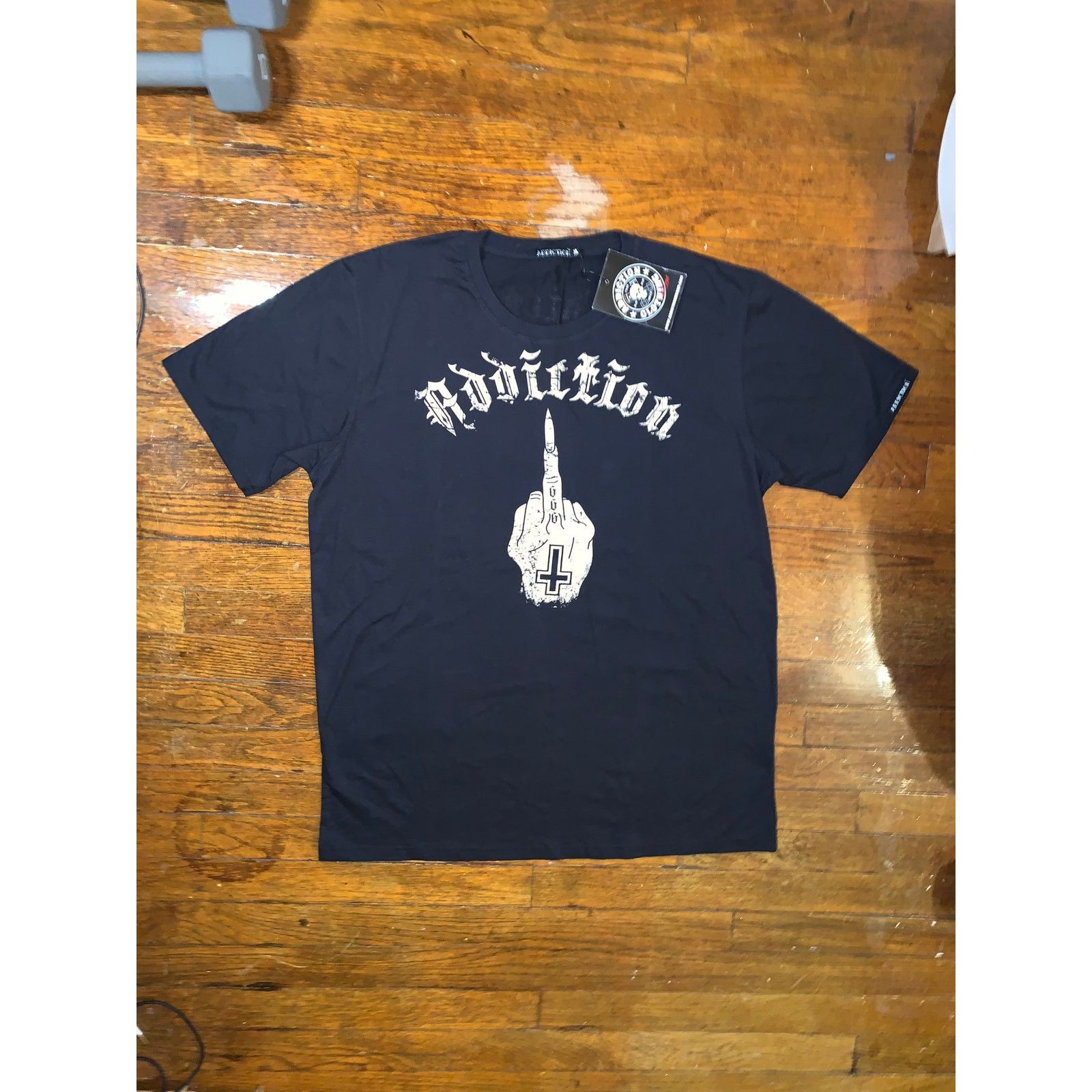 Other Addiction Middle Finger Cross T Shirt XL Black Gothic NWT Size US XL / EU 56 / 4 - 2 Thumbnail