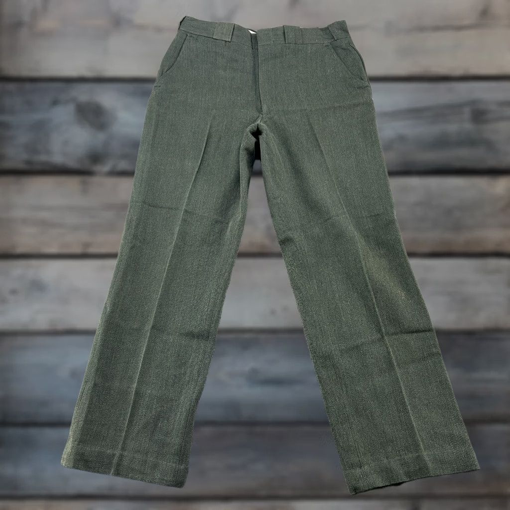 Vintage VINTAGE Whipcord Pants Mens 34x30 Green Chino Relaxed Straight Wool 70s 80s 90s USA Mens Pants Size US 34 / EU 50 - 1 Thumbnail