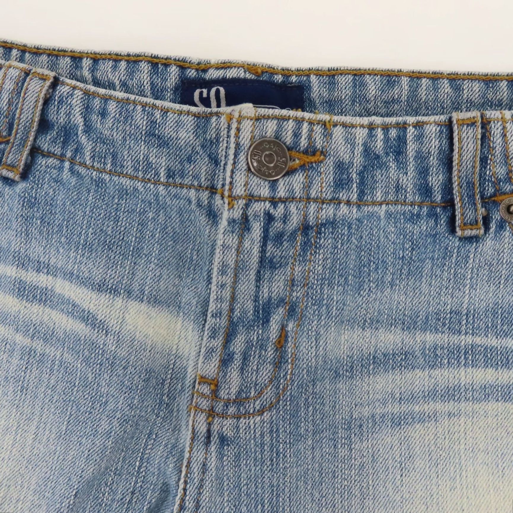 Denime VINTAGE SO Juniors 11 Denim Short Y2K Blue Whiskered Pockets Cotton Shorts Size 32" / US 10 / IT 46 - 3 Thumbnail