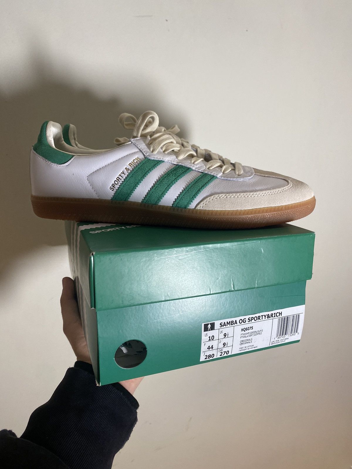 image of Adidas Samba OG “Sporty & Rich” Shoes in White, Men's (Size 10)