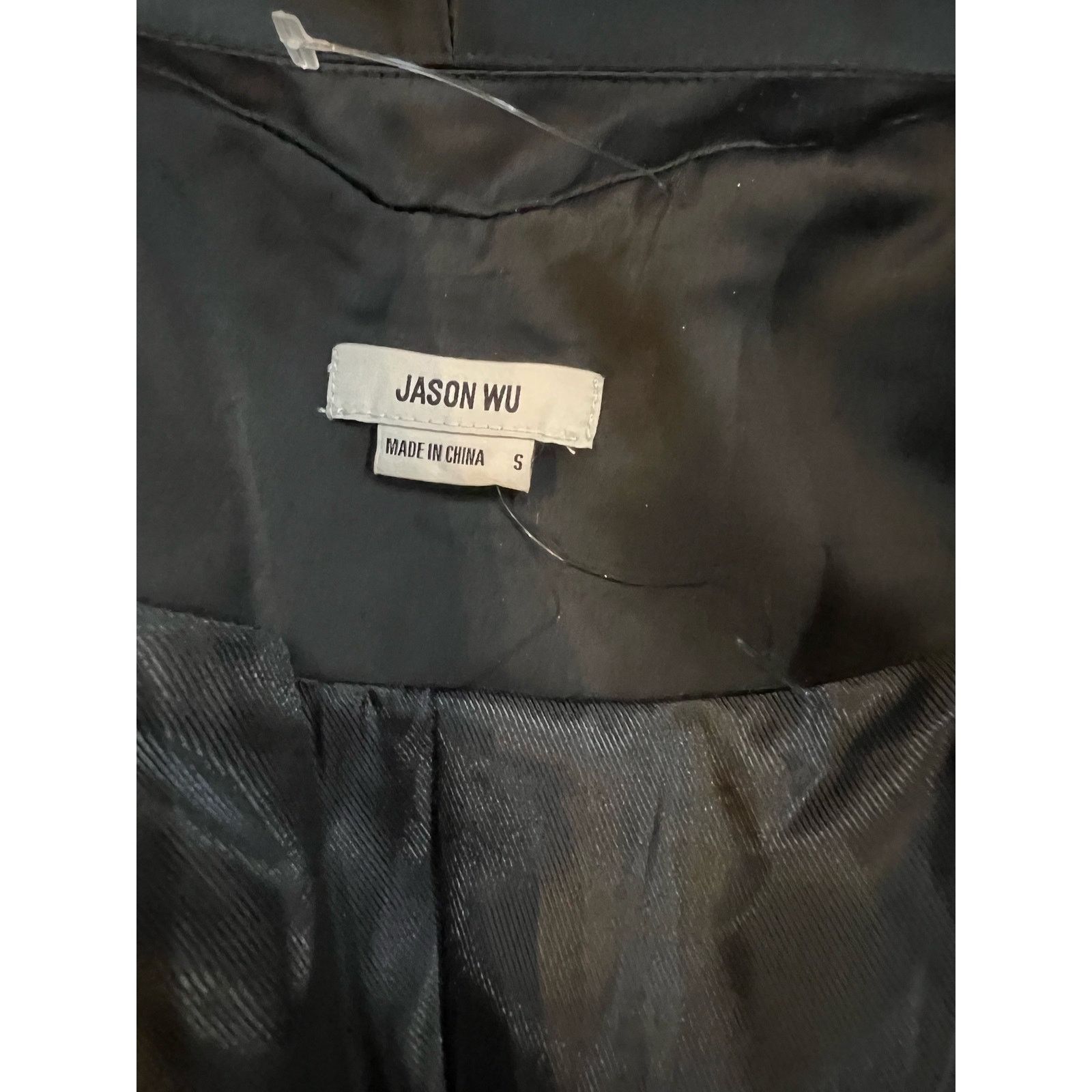 Jason Wu JASON WU RHINESTONE EMBELLISHED TRIM BLACK SATIN JACKET Size S / US 4 / IT 40 - 3 Thumbnail