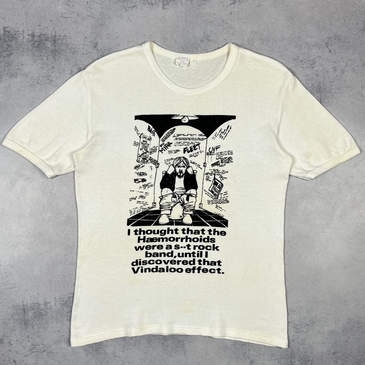 Vintage Vintage “Haemorrhoids Is A Rock Band” Humor T Shirt 1980’s Size US M / EU 48-50 / 2 - 2 Thumbnail