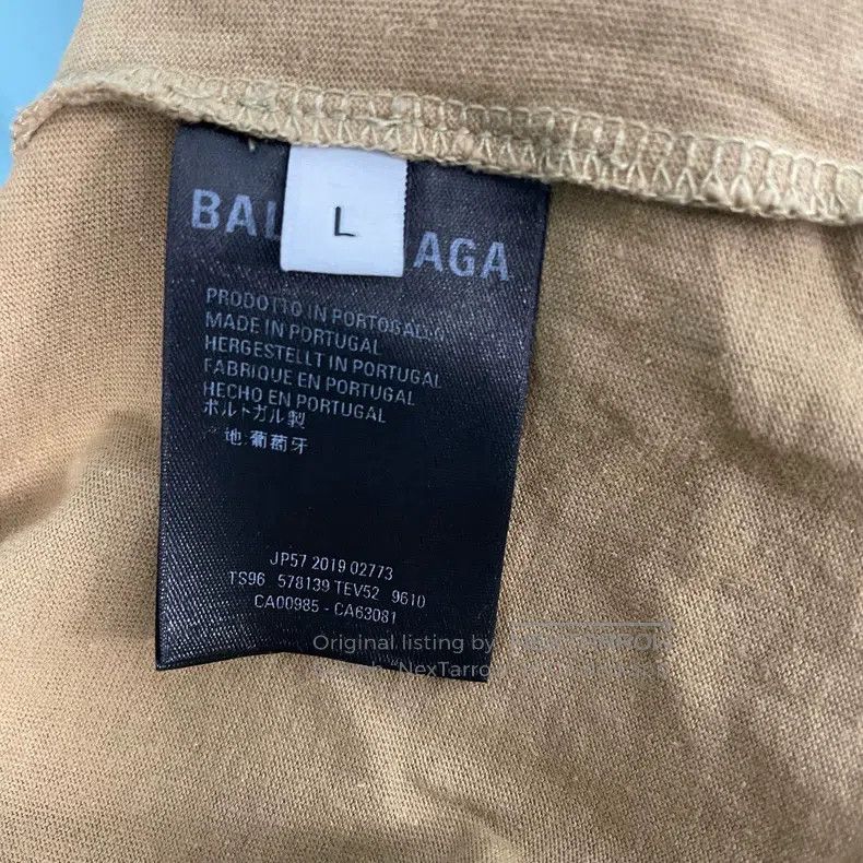 Balenciaga Balenciaga Khaki Logo Wheat Pattern Short Sleeve T-Shirt Size US L / EU 52-54 / 3 - 4 Thumbnail