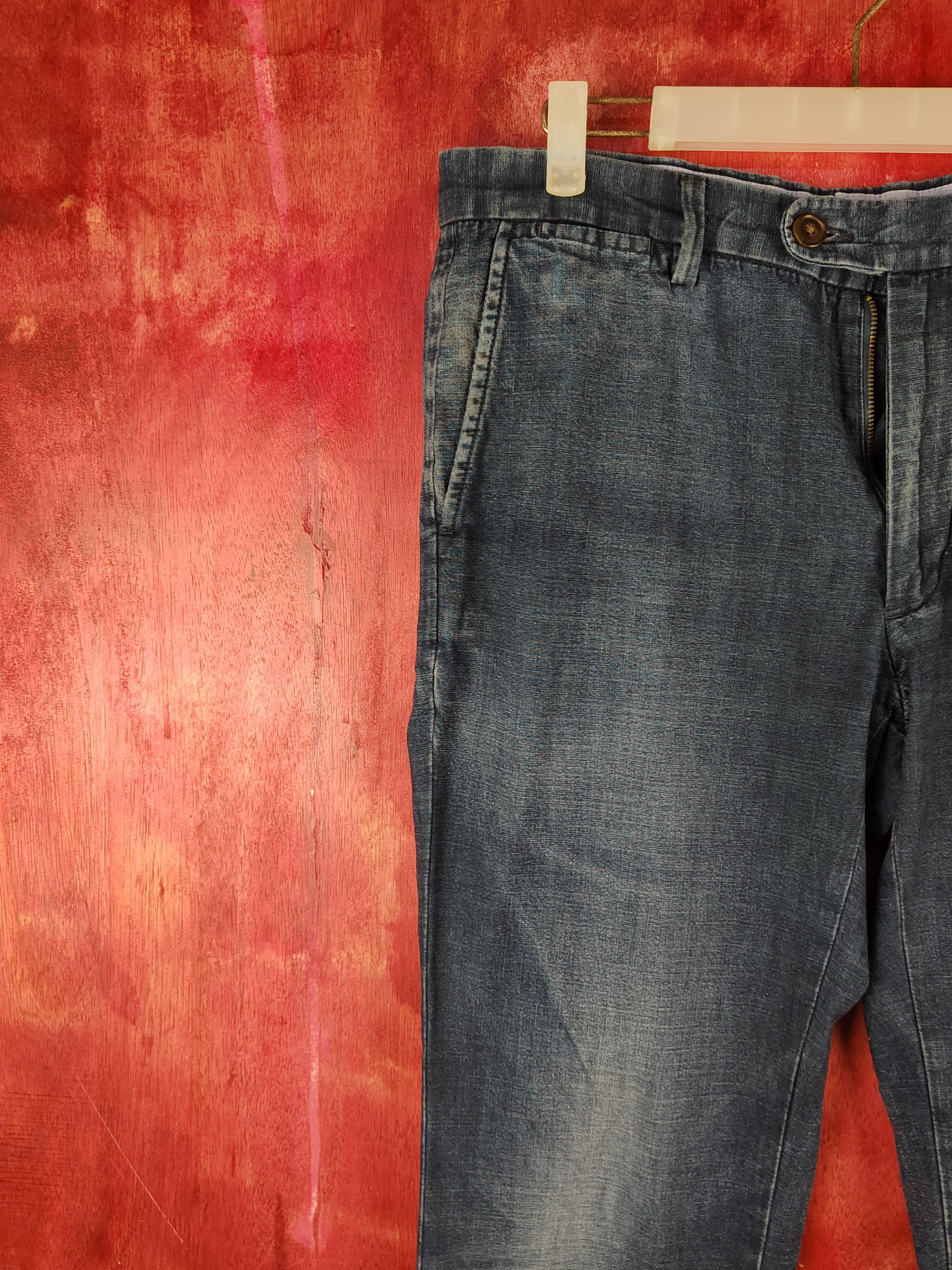 Japanese Brand Lands End Blue Distressed Ripped Soft Jeans #S2054 Size US 32 / EU 48 - 3 Thumbnail