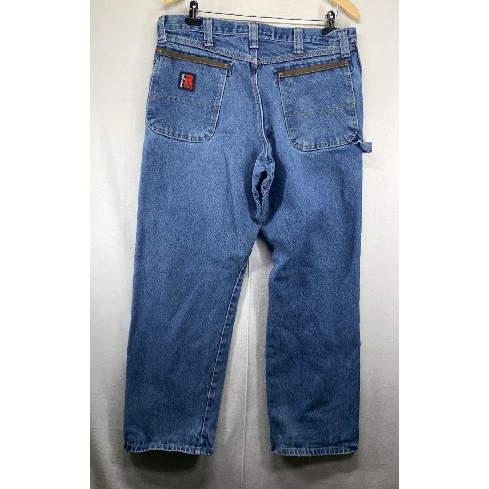 Wrangler Wrangler Jeans Mens 35x30 Blue Denim Relaxed Fit Carpenter Workwear Size US 35 - 2 Thumbnail