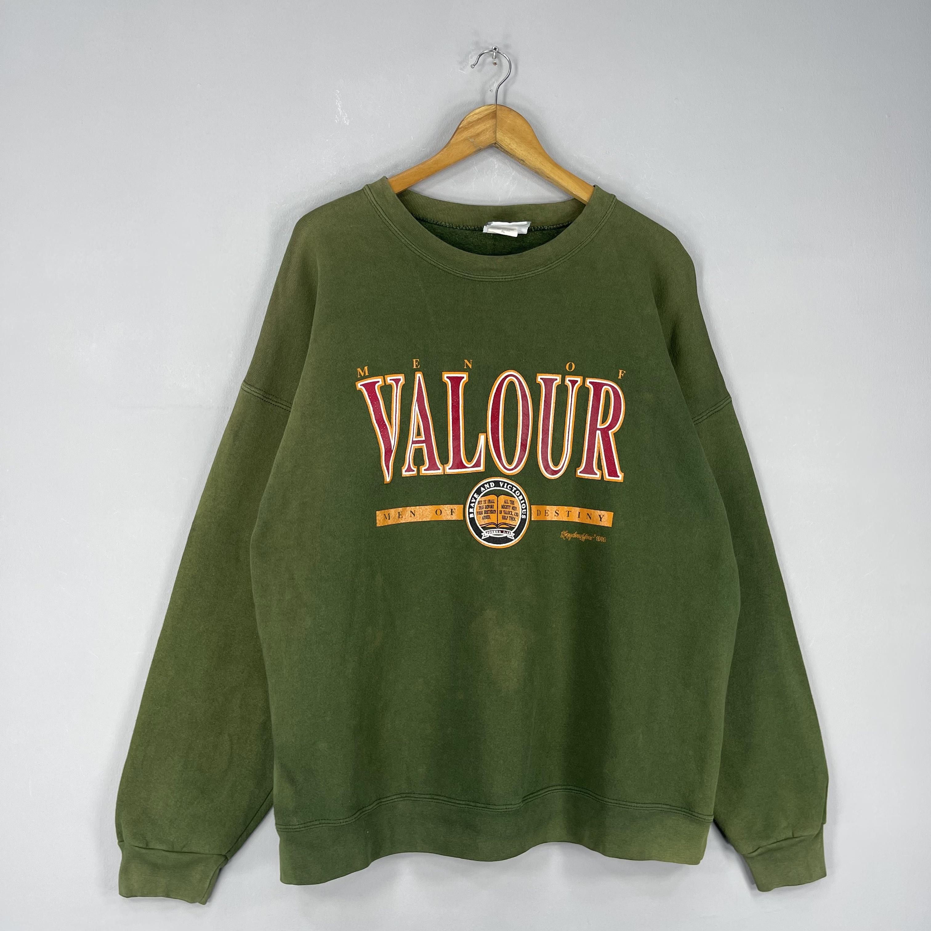 Vintage Vintage Men Of Valour Distressed Sun Faded Sweatshirt Size US XL / EU 56 / 4 - 3 Thumbnail