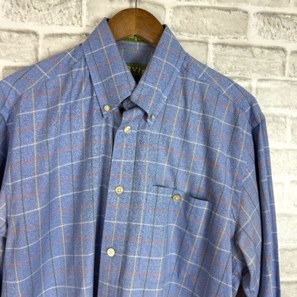 Orvis Orvis Button-Down Shirt Blue Long Sleeve Plaid Chest Pocket Medium STAINED Size US M / EU 48-50 / 2 - 2 Thumbnail