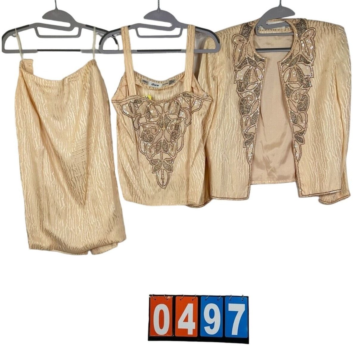 Vintage Vintage D'ore Women's 3 Piece Embroidered Peach Skirt Set Size M / US 6-8 / IT 42-44 - 1 Thumbnail
