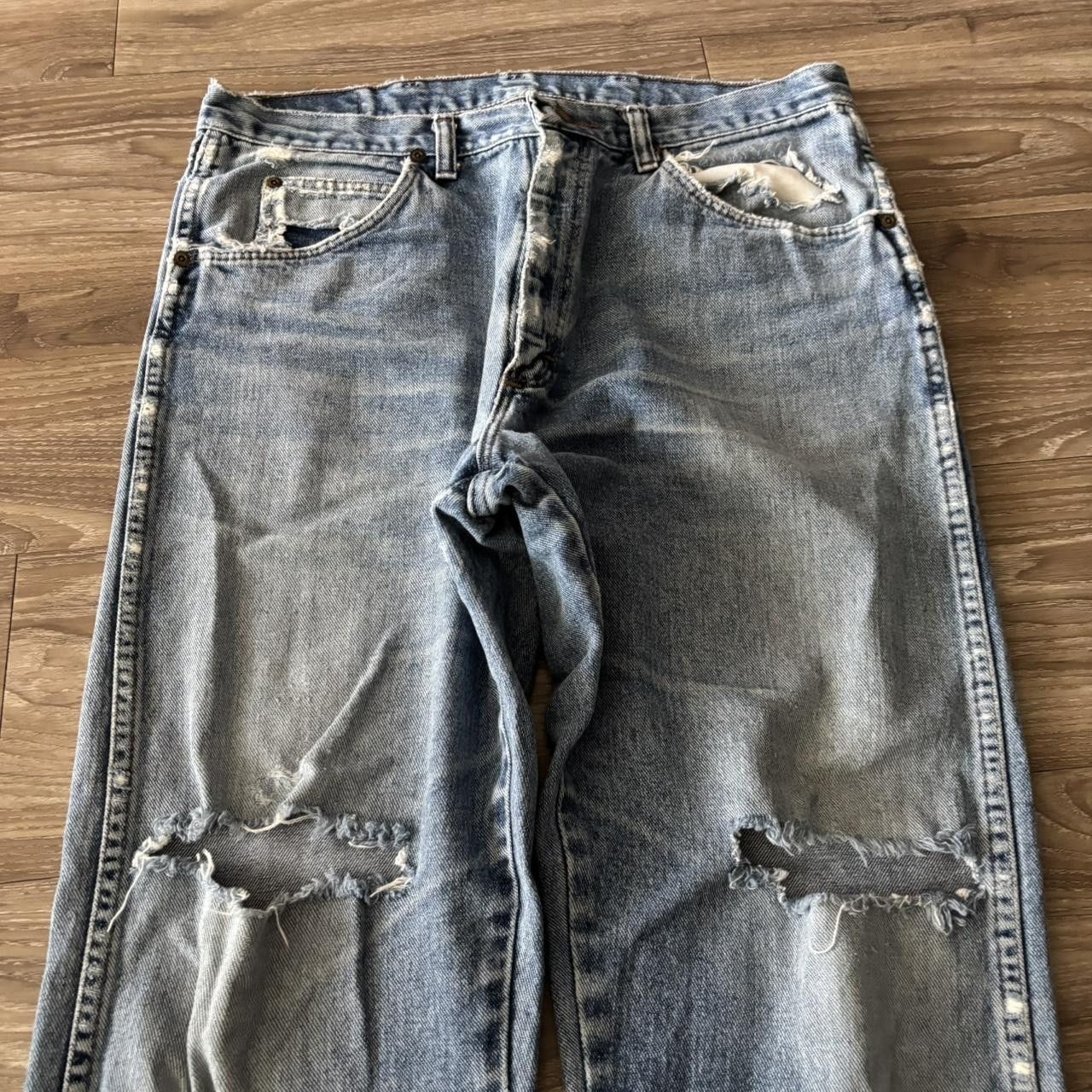 Japanese Brand Crazy Vintage 90s Grunge Distressed Faded Denim Jeans! 33x30 Size US 33 - 5 Thumbnail
