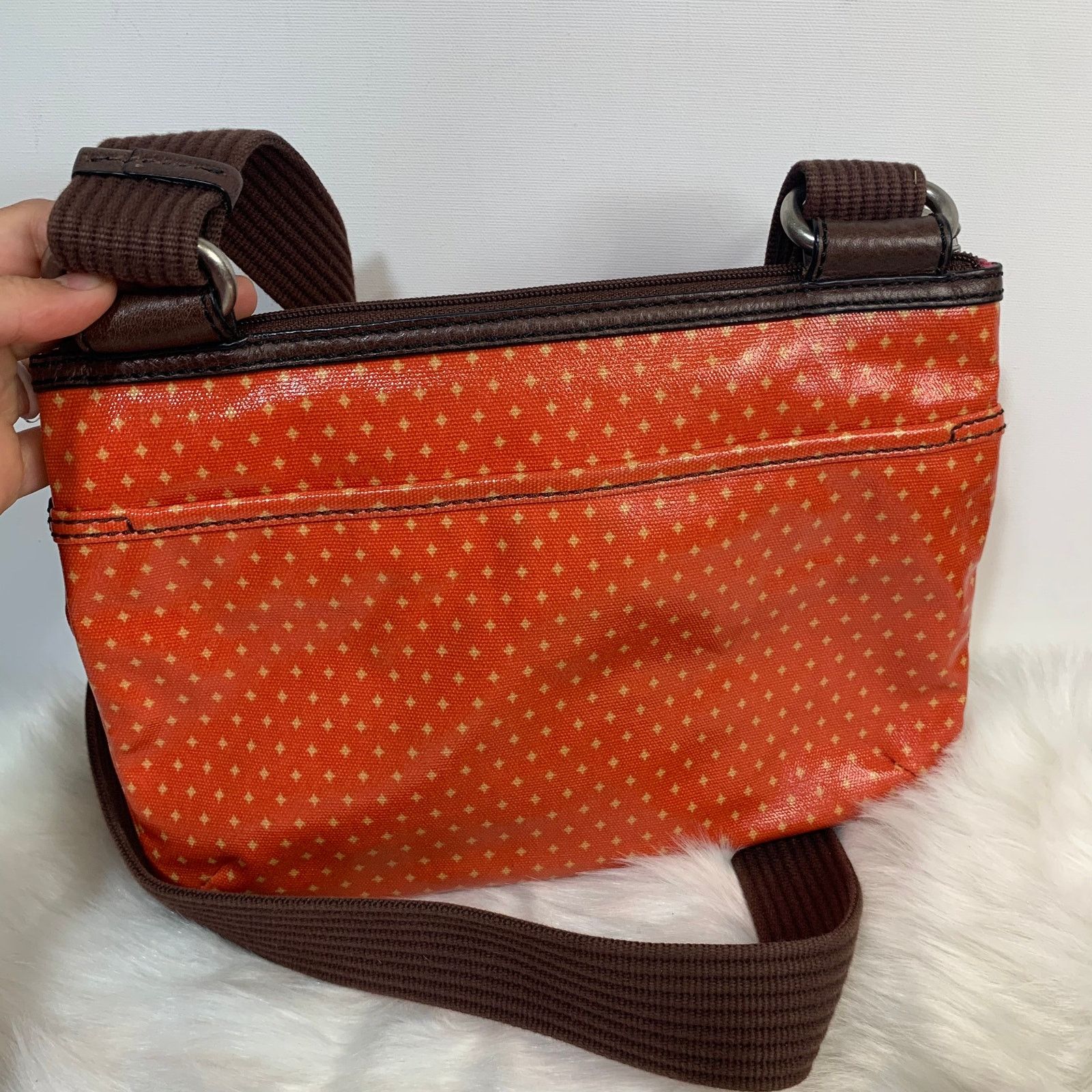Fossil Fossil Waxed Canvas And Leather Orange Key-per Crossbody Size ONE SIZE - 2 Thumbnail