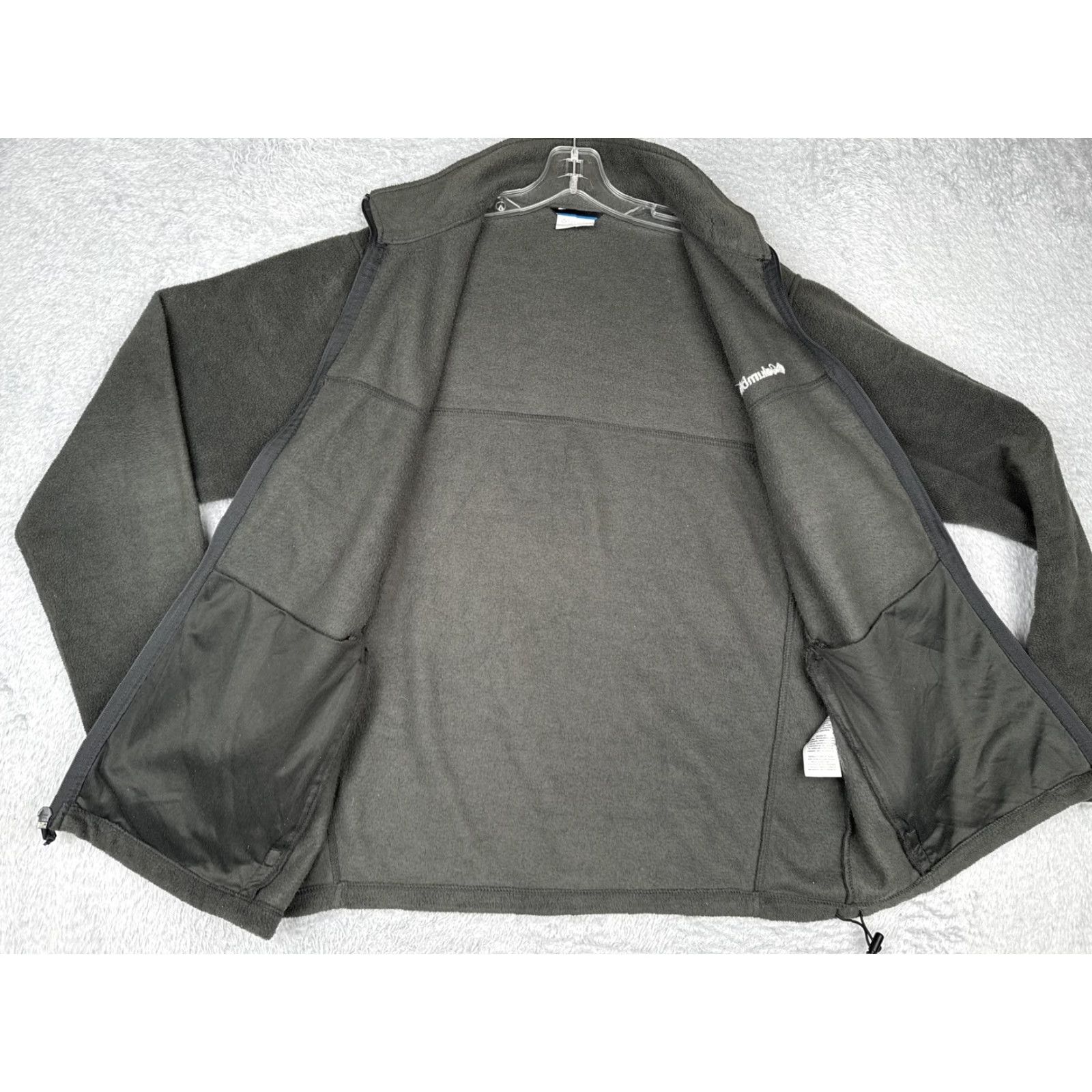 Vintage Columbia Jacket Fleece Full Zip Mens Large Green Gray Stand-Up Collar Outdoor Hiking Windbreaker Pockets Logo Size US L / EU 52-54 / 3 - 2 Thumbnail