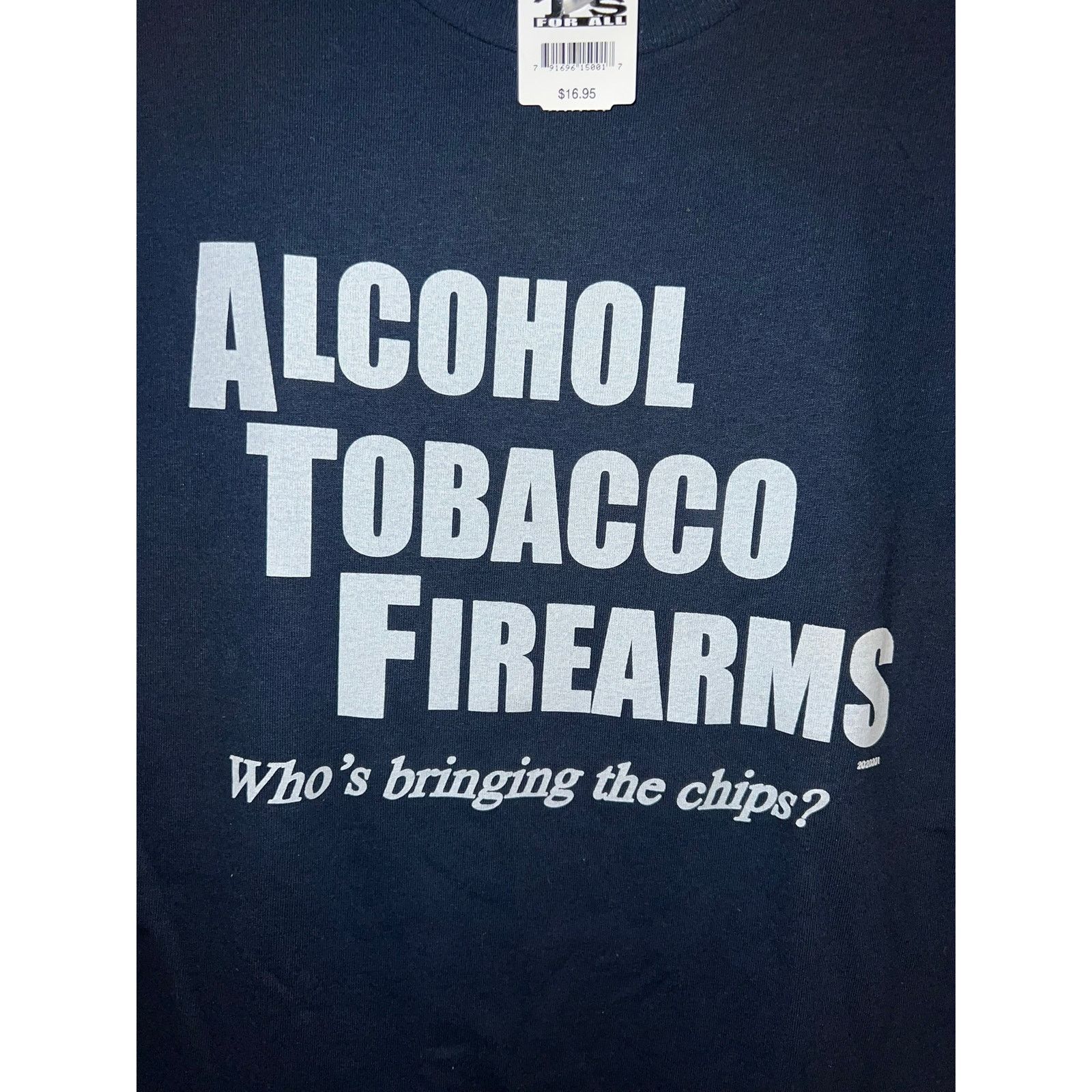 Gildan Y2K ATF Alcohol Tobacco Firearms Blue Humor Joke Shirt Small Size US S / EU 44-46 / 1 - 2 Thumbnail
