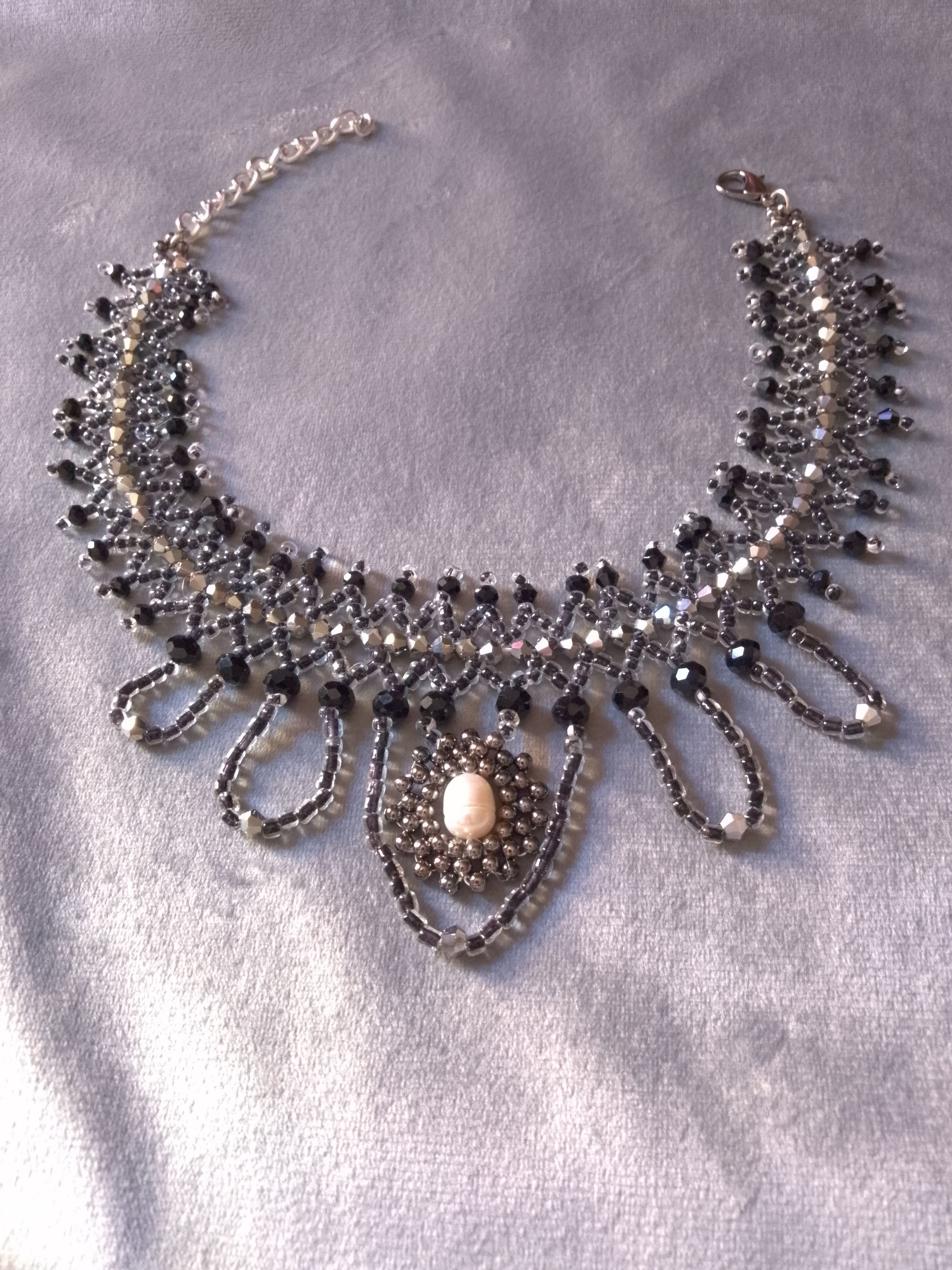 Handmade Gothic Choker Black Pendants Freshwater pearl Size ONE SIZE - 7 Thumbnail