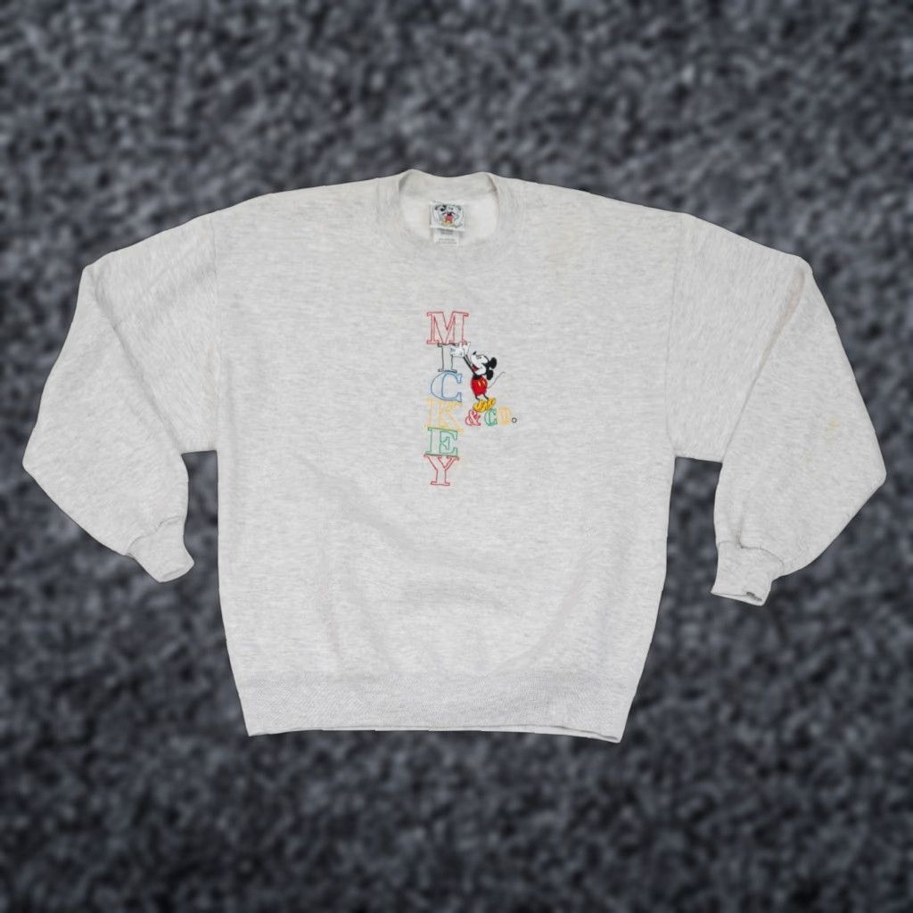Mickey & Co. VINTAGE Disney Mickey Mouse Embroidered Crewneck Pullover Sweatshirt Women's Size L Gray Sweatshirt Disney Mickey Mouse VTG 90s 80s Cartoon USA Size L / US 10 / IT 46 - 1 Thumbnail