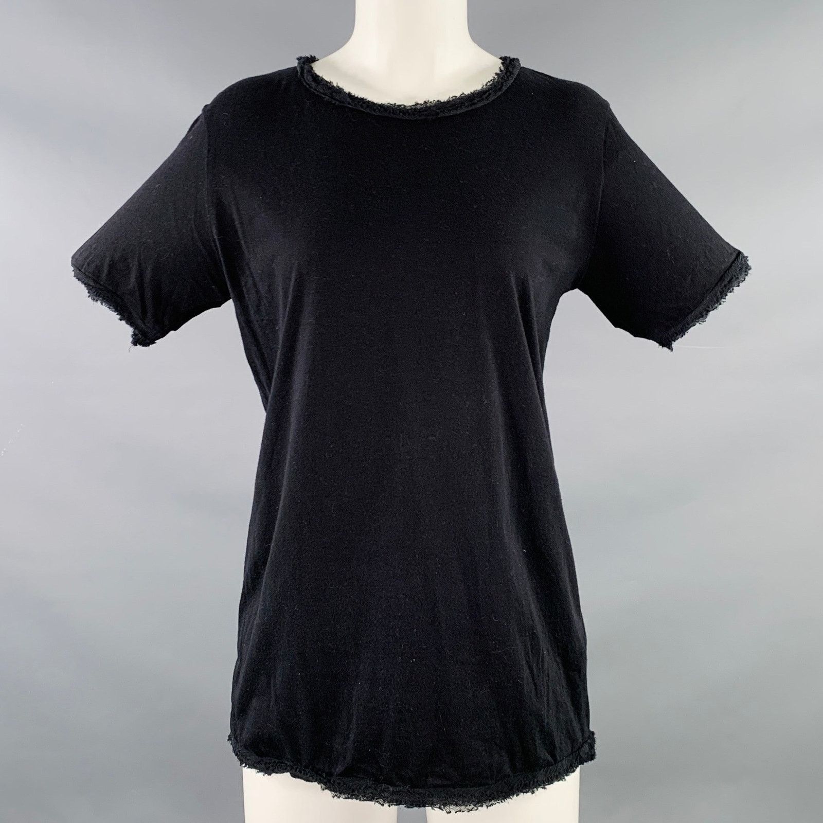 Lanvin LANVIN Size M Black Cotton Silk Raw Edge T-Shirt Size M / US 6-8 / IT 42-44 - 1 Thumbnail