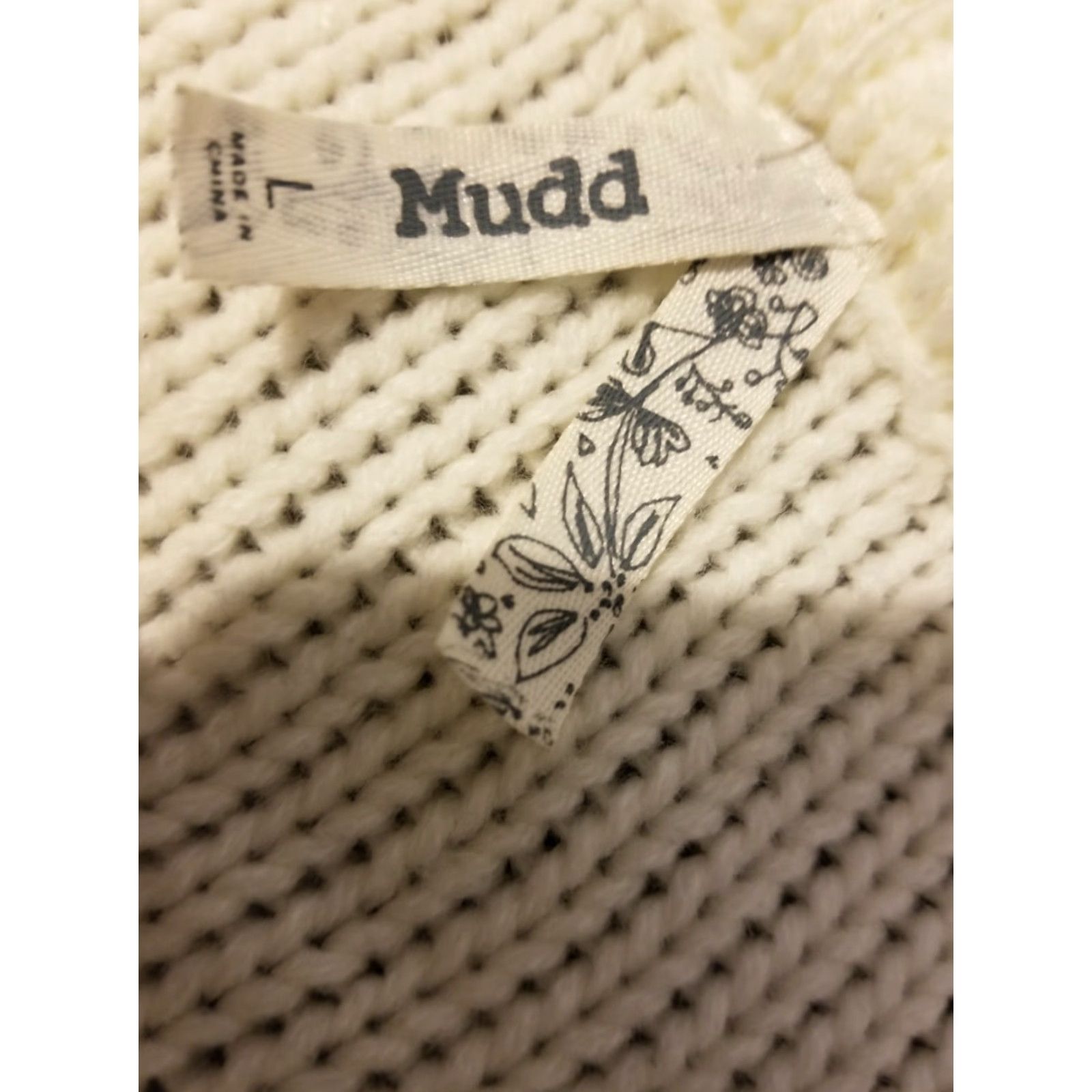 Vintage Mudd Sweater Womens L Ivory Cotton Pullover Size L / US 10 / IT 46 - 3 Thumbnail