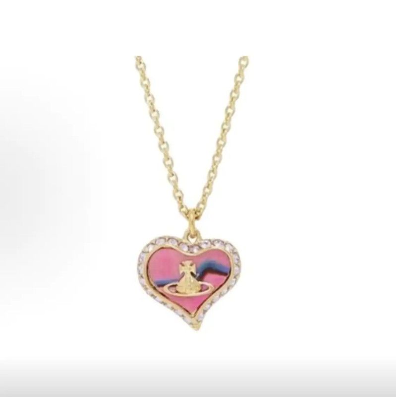 Vivienne Westwood Vivienne Westwood Pink Logo Heart Necklace 0089 Size ONE SIZE - 1 Thumbnail