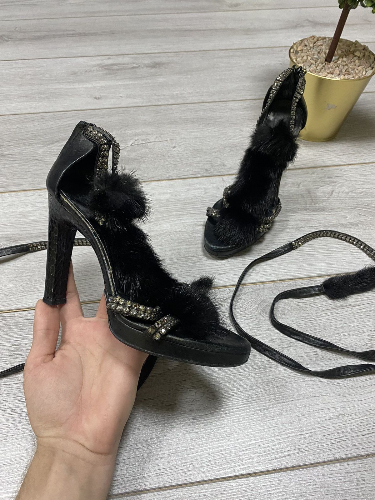 Gucci Gucci leather heels vintage fur sandals Grailed