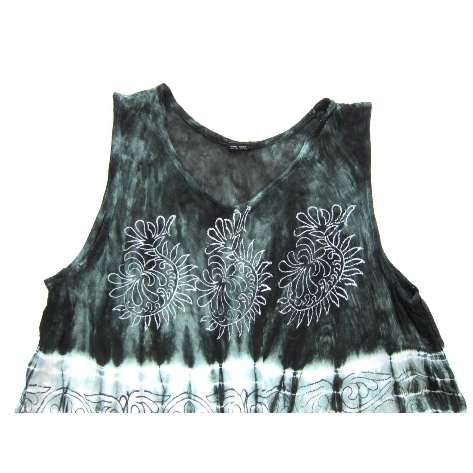Vintage VINTAGE Vintage Rayon India Green White Embroidered Floral Sun Tunic Tank Sun Dress L Size L / US 10 / IT 46 - 4 Thumbnail