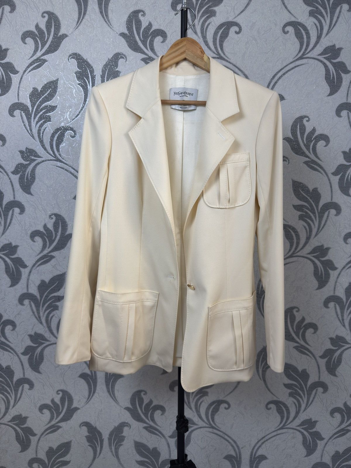 Yves Saint Laurent YVES SAINT LAURENT RIVE GAUCHE BEIGE BLAZER JACKET LANA WOOL Size M / US 6-8 / IT 42-44 - 10 Thumbnail