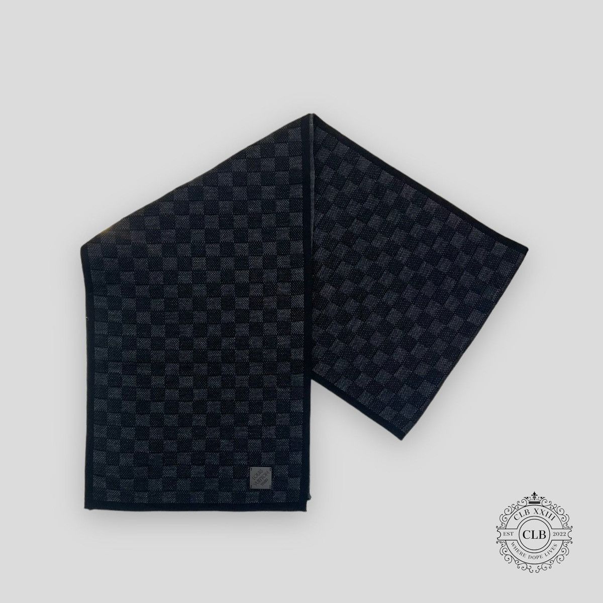 image of Louis Vuitton Petit Damier Scarf - Black in Black/Grey, Men's