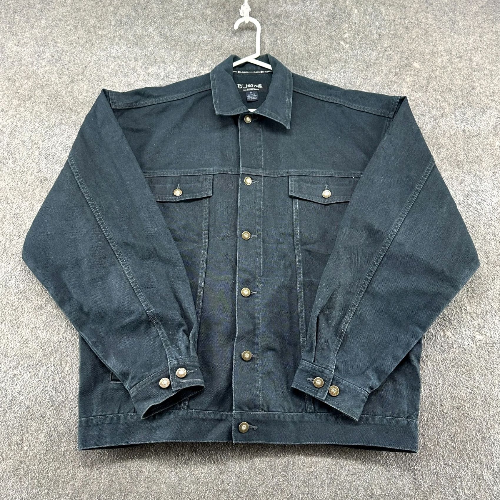 Vintage VINTAGE PJ Jeans Jacket Mens XL Black Denim Trucker 90s Retro Size US 36 / EU 52 - 2 Thumbnail