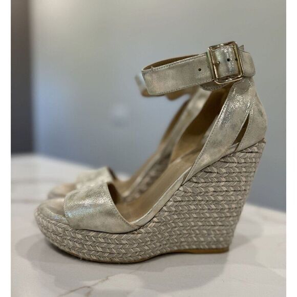 Stuart Weitzman Stuart Weitzman Mostly Espadrille Wedges in Clouded Gold Siz Size US 7 / IT 37 - 1 Thumbnail