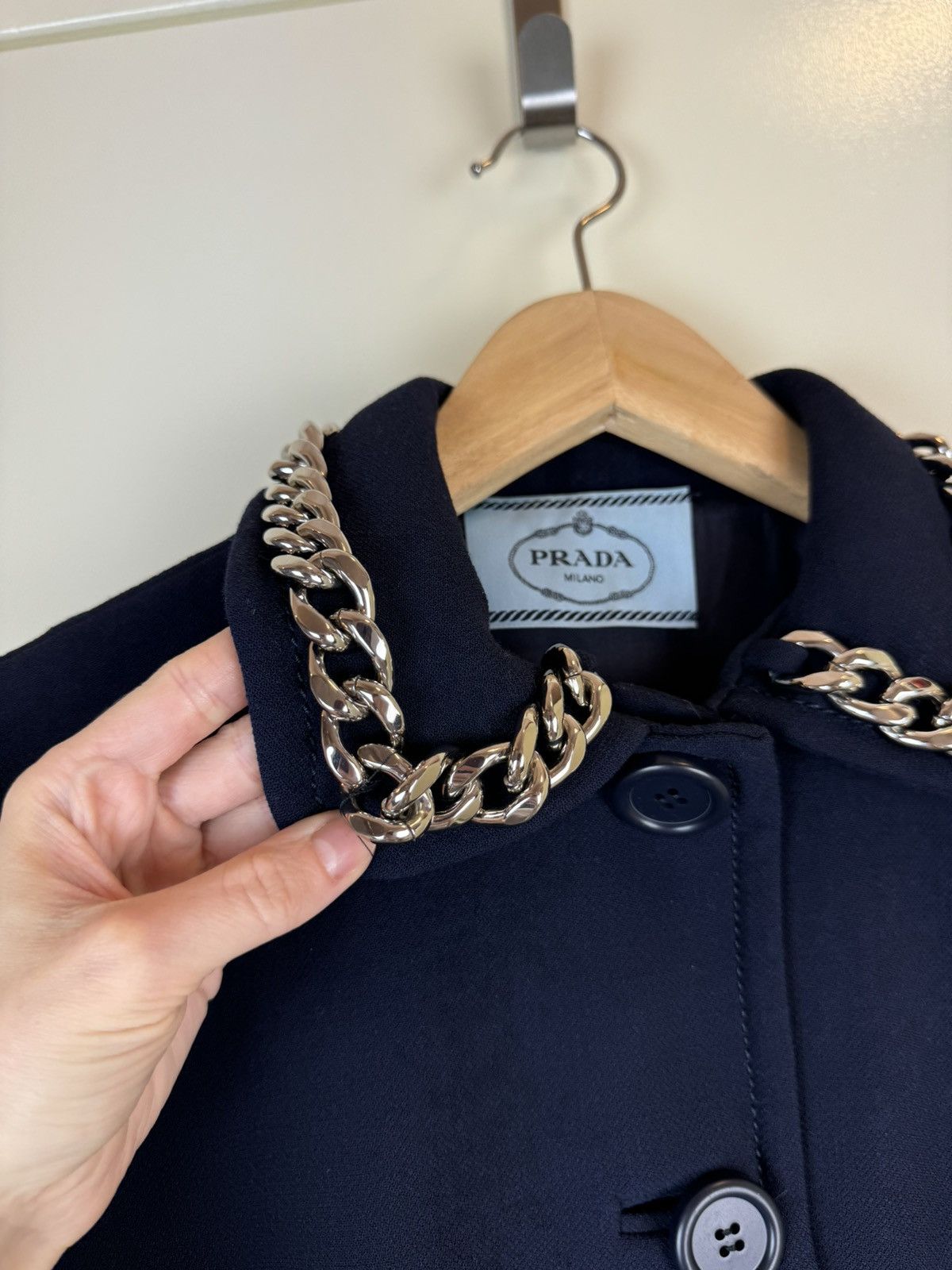 Prada Prada Wool blue midi dress gown evening casual chain collar Size M / US 6-8 / IT 42-44 - 10 Thumbnail