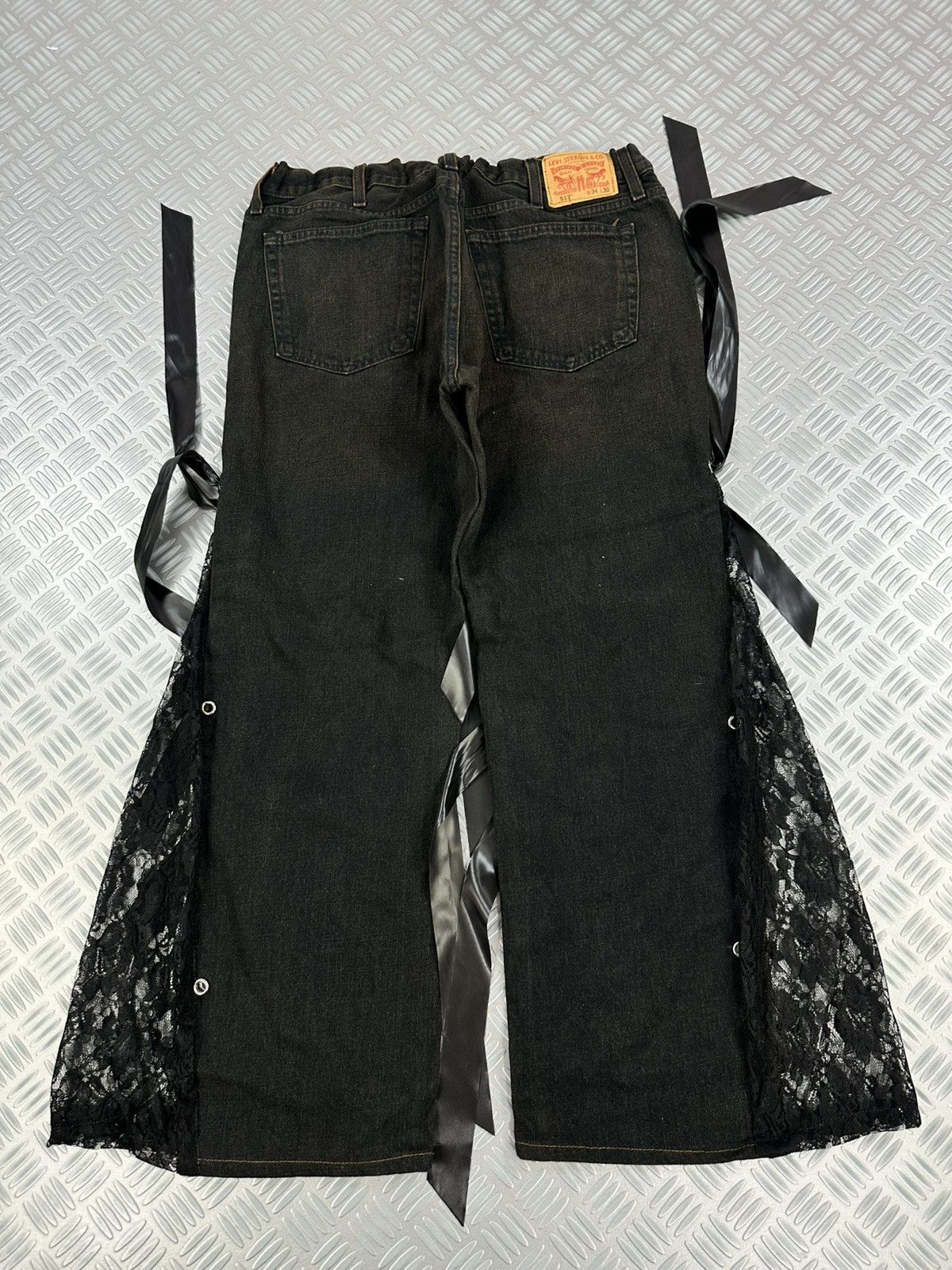 Handmade × If Six Was Nine × JNCO Handmade flared jeans coquette emo style Size 27" / US 4 / IT 40 - 3 Thumbnail