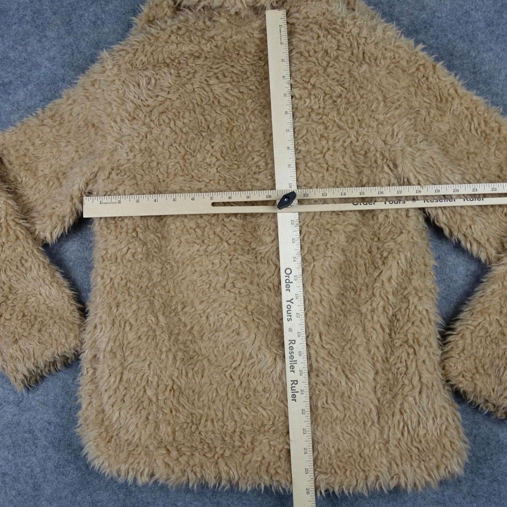 Vintage Me Jane Jacket Womens Medium Beige Shaggy Faux Fur Open Front Sherpa Teddy Y2K Size M / US 6-8 / IT 42-44 - 6 Thumbnail