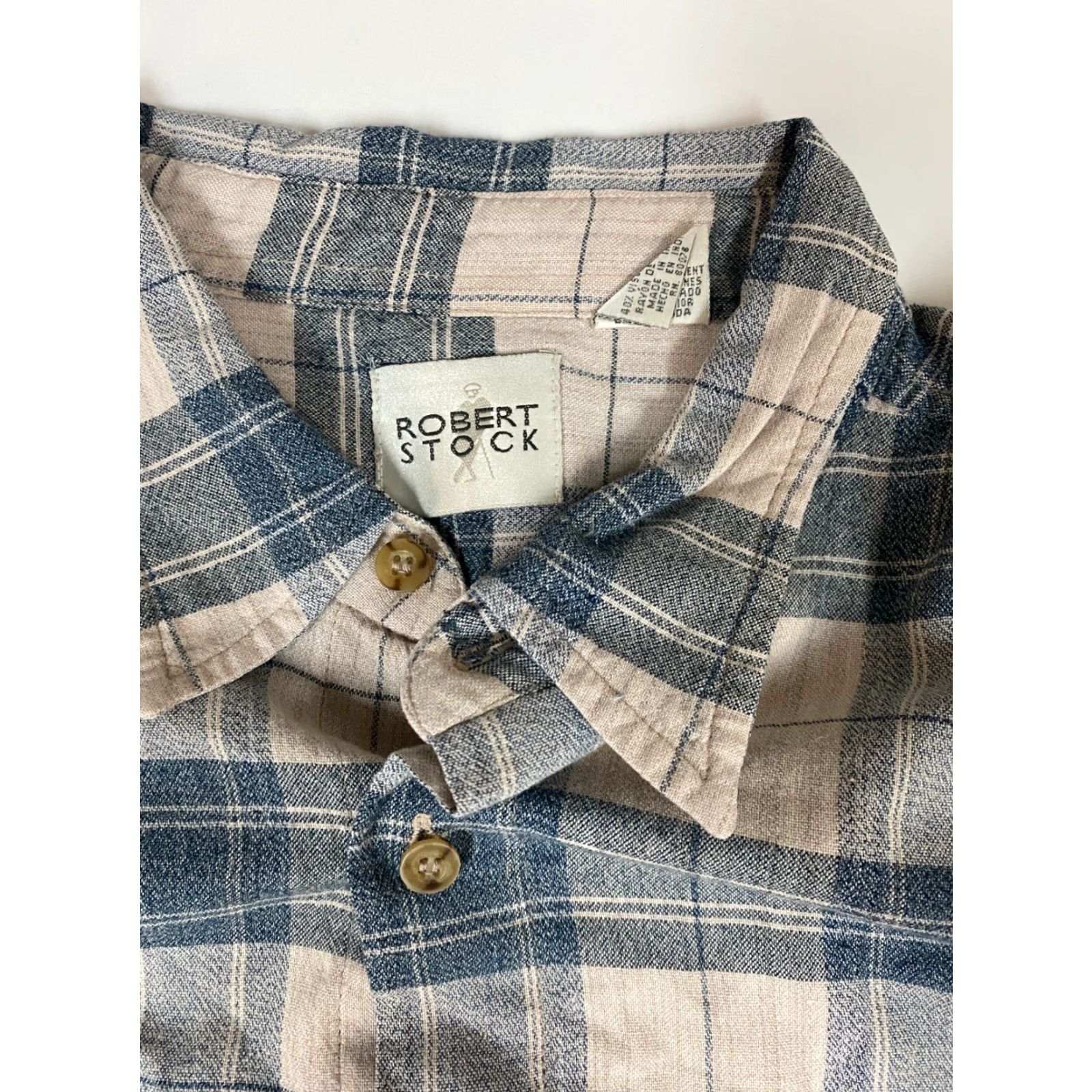 Vintage Robert Stock Mens Shirt Large beige plaid button down Size US L / EU 52-54 / 3 - 4 Thumbnail