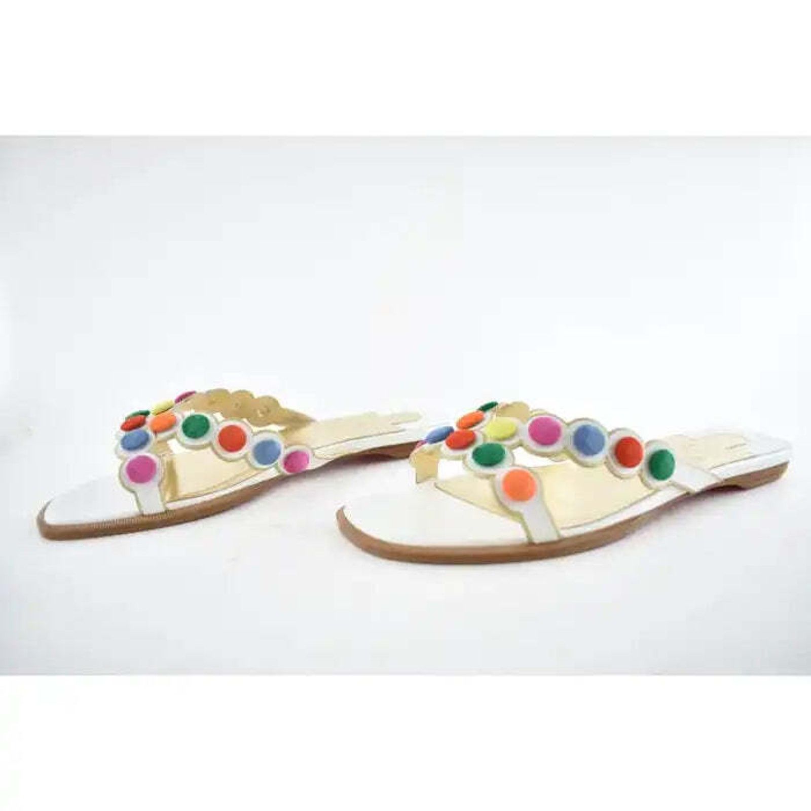 Christian Louboutin Christian Louboutin Smarta Flat White Multicolor Slide Slip Size US 10 / IT 40 - 10 Thumbnail