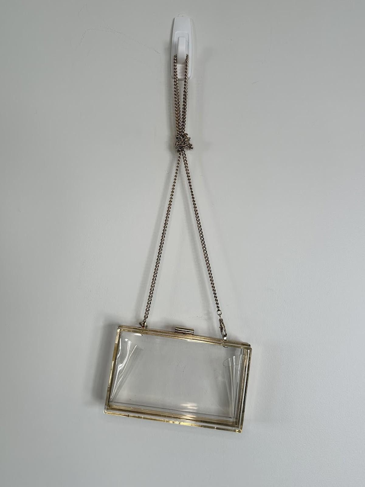 NBDN Nobrandedon Clear Acrylic Box Clutch w/ Gold-Tone Chain Strap Size ONE SIZE - 1 Thumbnail