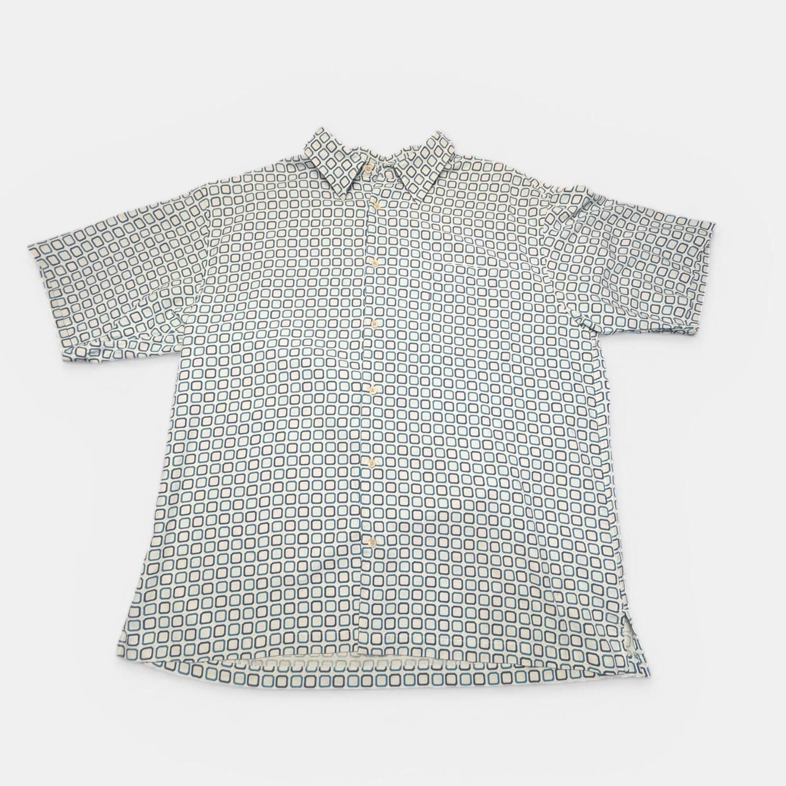 Toscano Toscano Mens XXL 100% Silk Camp Shirt Blue Geometric Button Size US XXL / EU 58 / 5 - 1 Thumbnail
