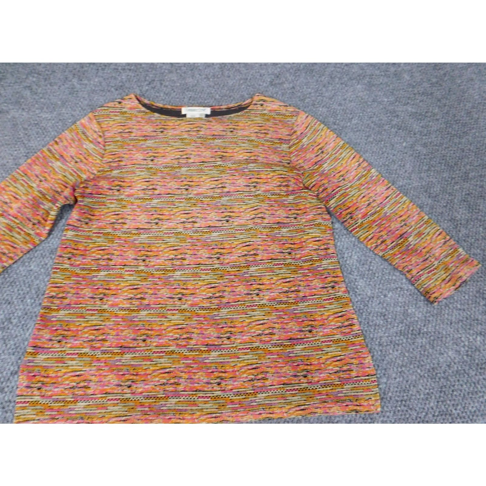 Coldwater Creek Coldwater Creek Womens Large Pink Geometric Pullover Crew Neck Stretch Knit Blouse Shirt Long Sleeve Casual Regular Size L / US 10 / IT 46 - 2 Thumbnail