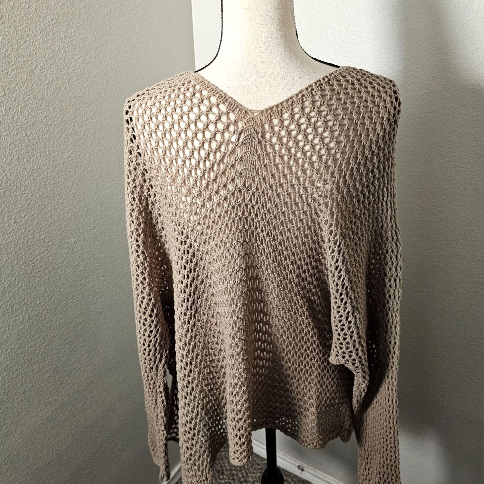 Vintage Don’t Ask Why Cardigan Women One Size Cable-Knit Brown Open Front Long Sleeve Knit Sweater 90s Bohemian Vintage No Size ONE SIZE - 4 Thumbnail