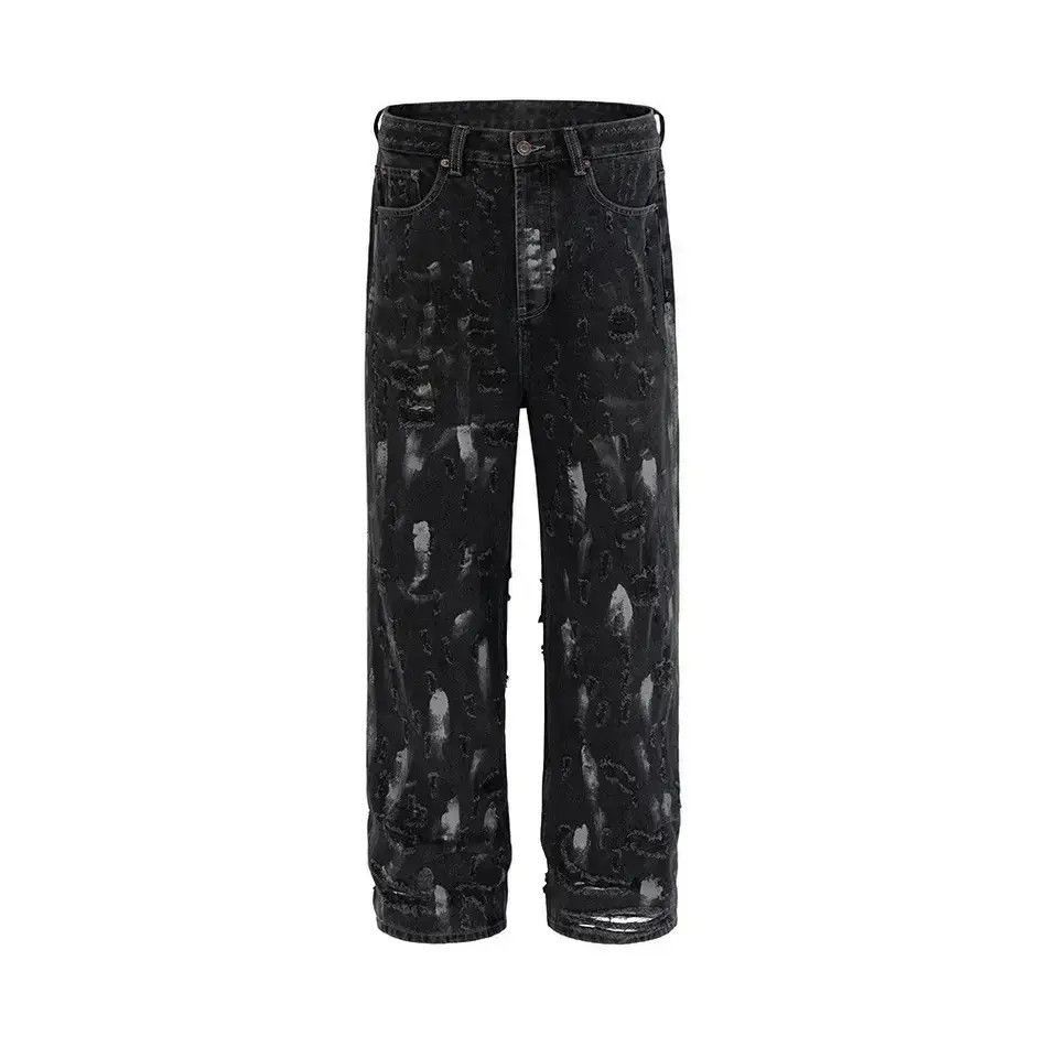 Japanese Brand Damaged Ripped Hole Jeans Y2k Baggy Trousers Oversized Pants Size US 32 / EU 48 - 4 Thumbnail