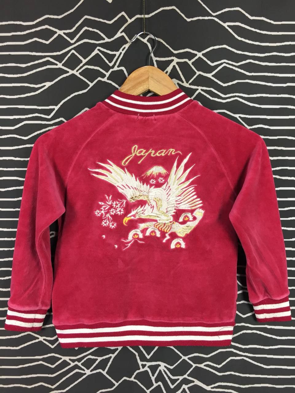 Japanese Brand Japan Sukajan Eagle Embroidered Velvet Jacket Size Youth 120 Size US XXS / EU 40 - 2 Thumbnail