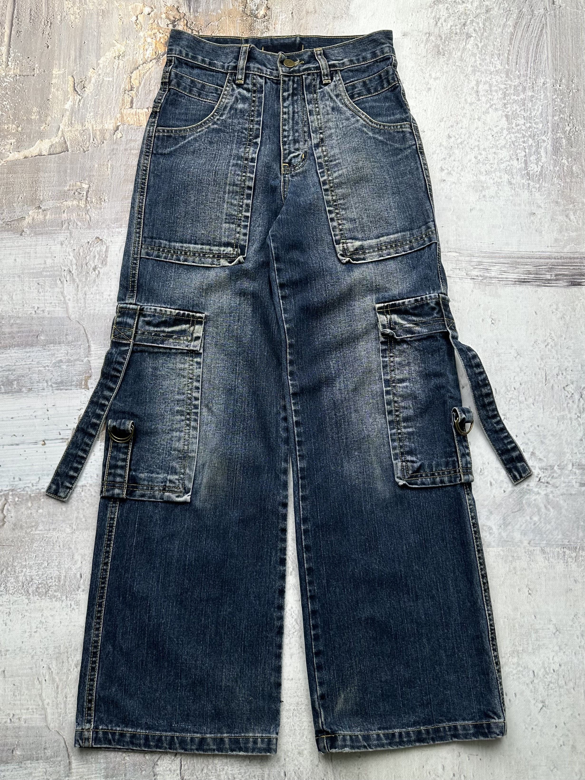 BLACK WINGED LOGO BONDAGE STRAIGHT-FIT JEANS