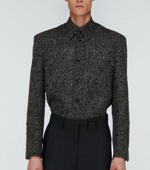 Bottega Veneta Herringbone Wool-Blend Overshirt/Jacket Size 42R - 1 Thumbnail