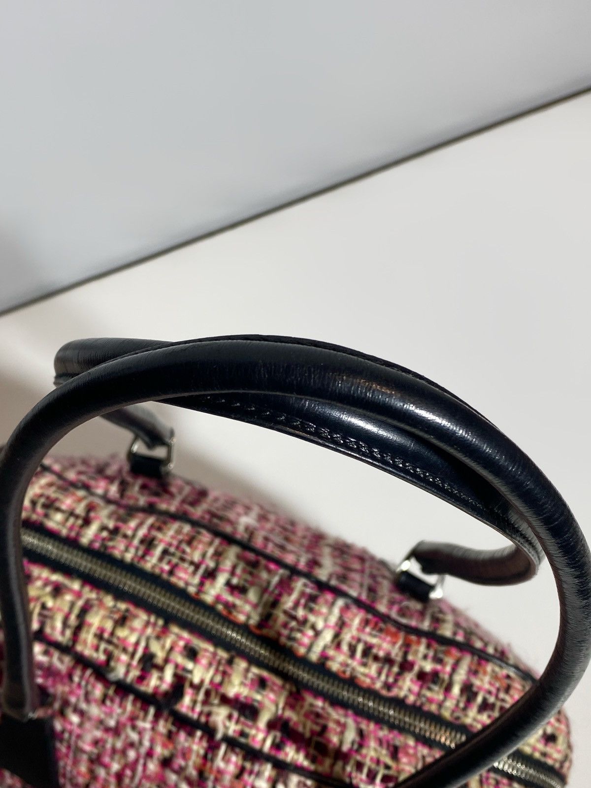 Prada Prada Boston Bag Triangle Logo Plate Tweed Size ONE SIZE - 14 Thumbnail