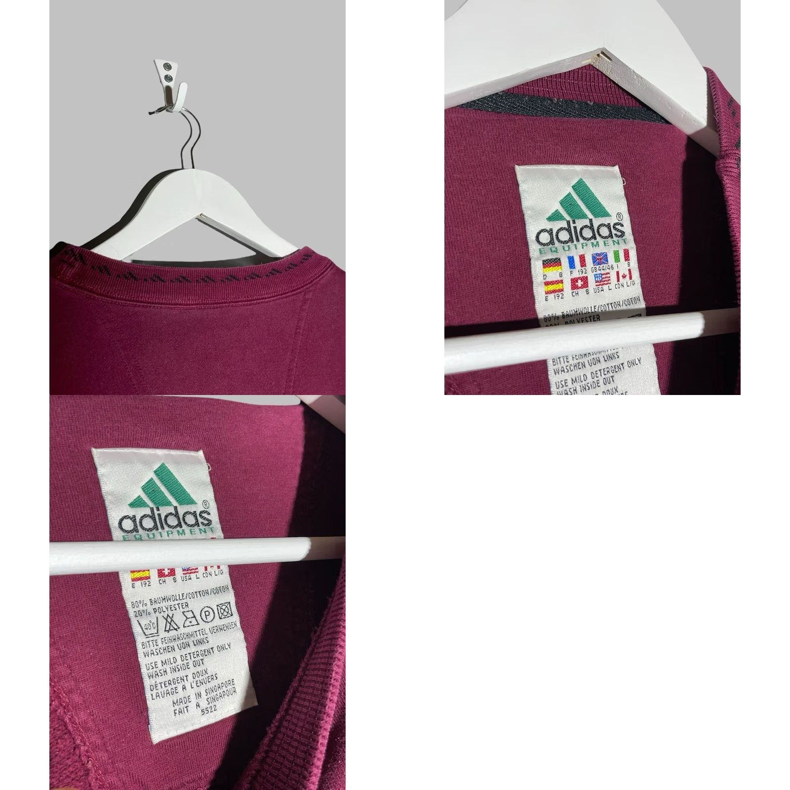 Adidas Adidas Equipment Vintage 90s Crew Neck Sweatshirt Men L Red Cotton Sweatshirt Sweatshirt Red 90s Mens Size US L / EU 52-54 / 3 - 9 Thumbnail