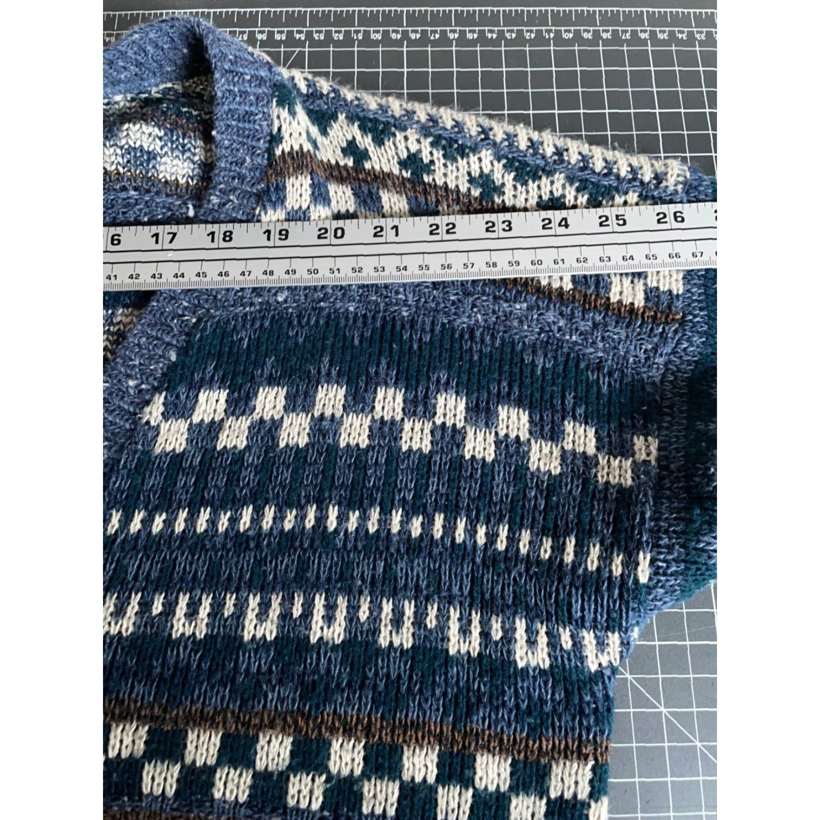 Vintage VINTAGE David Taylor Cardigan Sweater Men’s Medium Blue Geometric Knit 90s Vintage Casual Mens Size US M / EU 48-50 / 2 - 7 Thumbnail