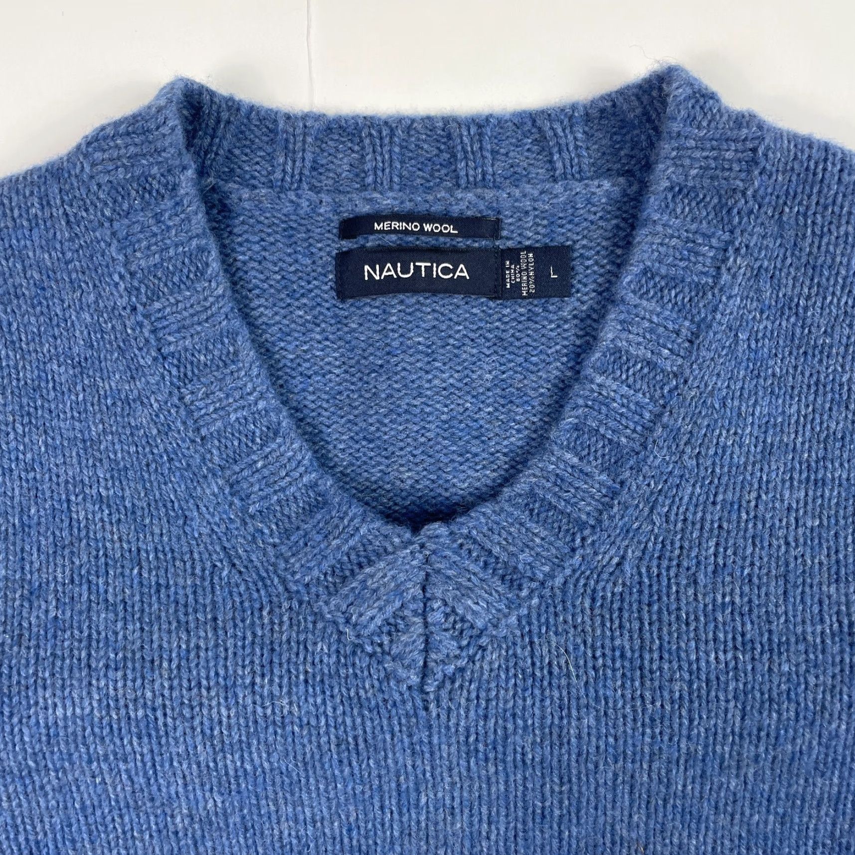 Nautica Nautica Sweater Mens Large Blue Merino Wool V Neck Pullover Ribbed Heavyweight Golf/Walking/Business Casual Formal Workwear Preppy Night? Size US L / EU 52-54 / 3 - 7 Thumbnail