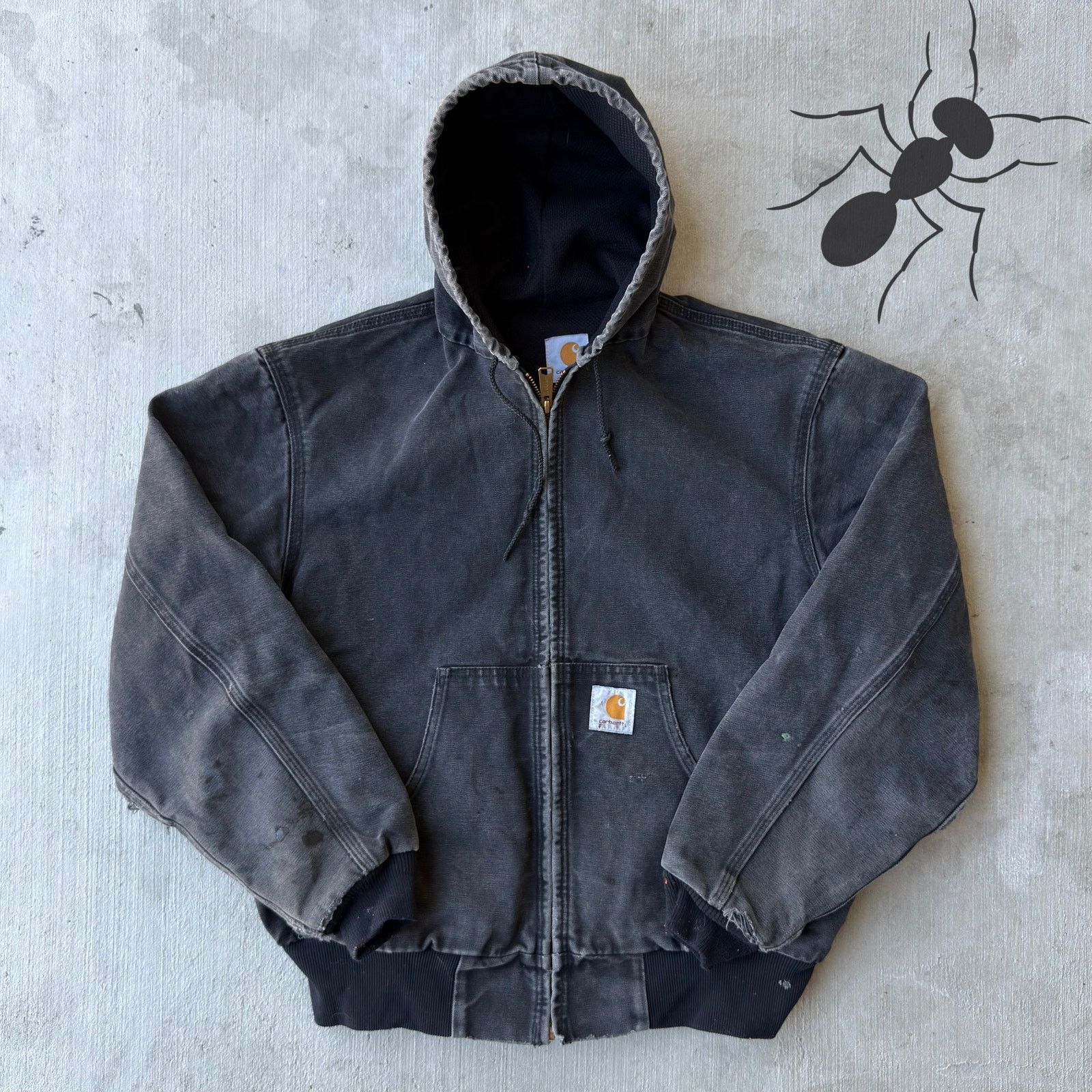 Carhartt × Vintage Vintage Y2K Carhartt black hooded work wear jacket Size US L / EU 52-54 / 3 - 1 Thumbnail