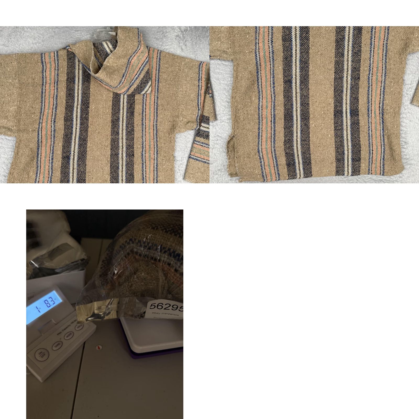 KangaROOS Baja Hoodie Mens Large Beige Striped Kangaroo Pocket Hippie Poncho Drug Rug Hoodie Size US L / EU 52-54 / 3 - 9 Thumbnail