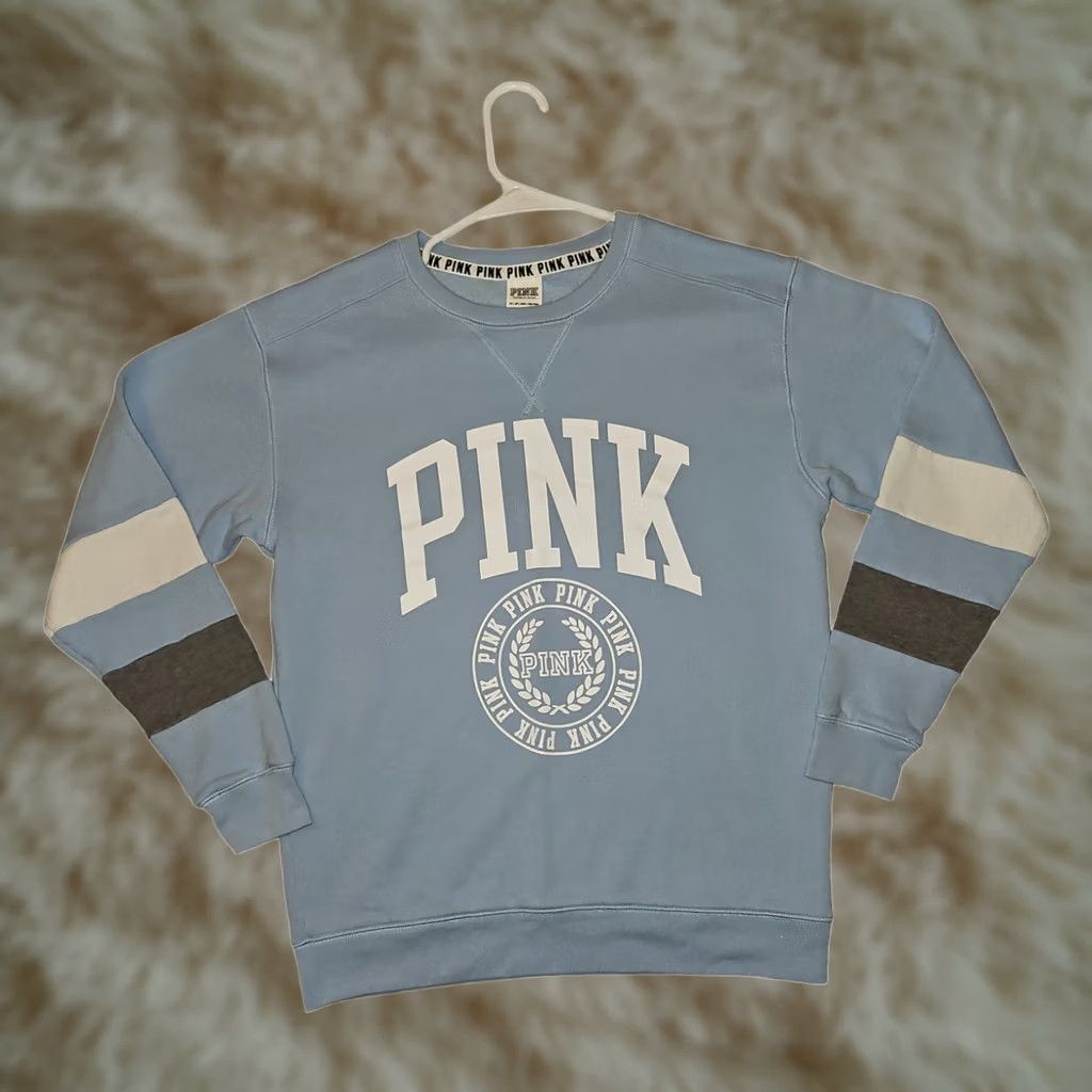 Victoria's Secret Victoria's Secret PINK Sweatshirt XS Women's Blue Crew Neck Pullover Logo Preppy Activewear Modern Classics Size XS / US 0-2 / IT 36-38 - 1 Thumbnail