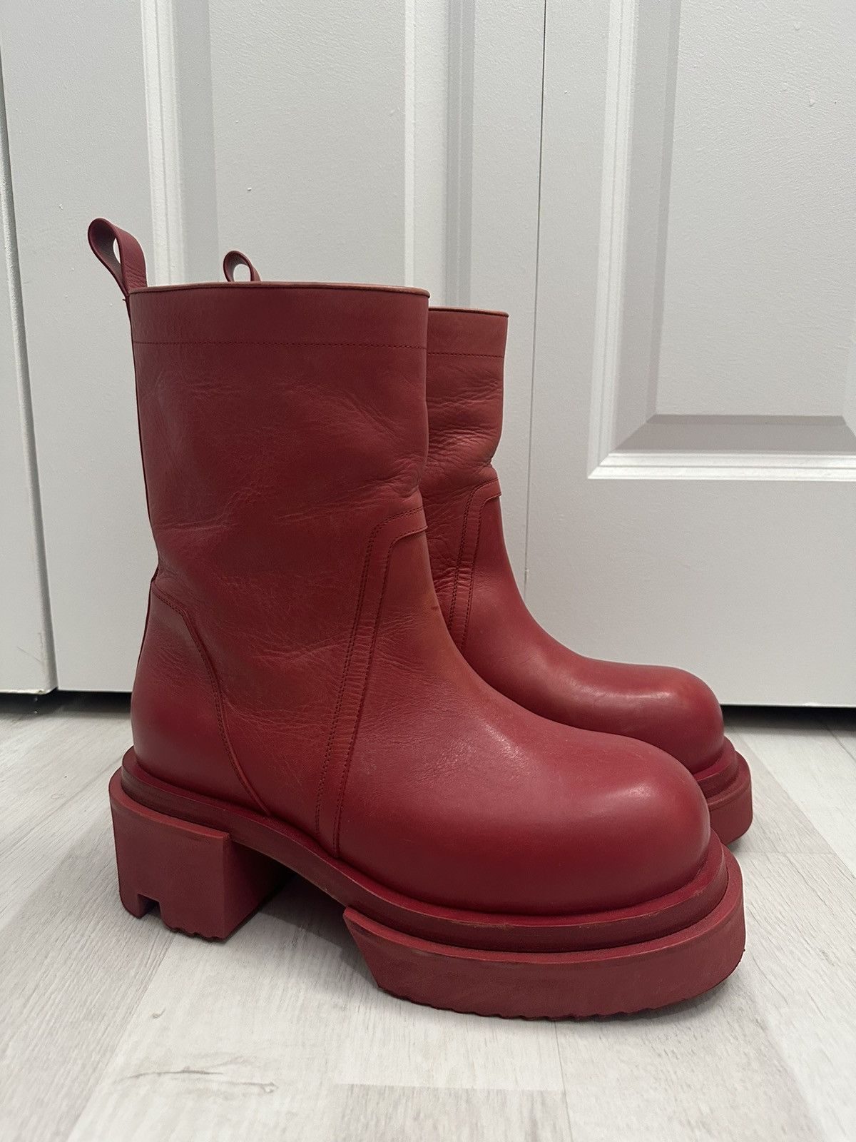 Pre-owned Rick Owens Pull On Red Beatle Bogun Boots